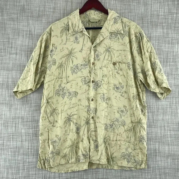 Paradise Coves Button Down Short Sleeve Silk shirt Mens L hawaiian 0201 - Picture 1 of 6